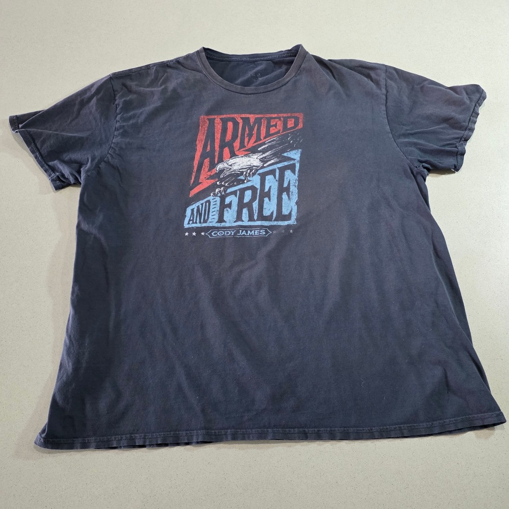 Cody James Mens Armed and Free Eagle Graphic T-Shirt Black 2XL Short Sleeve Tee